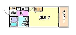KDXレジデンス甲南山手 1Kの間取図画像