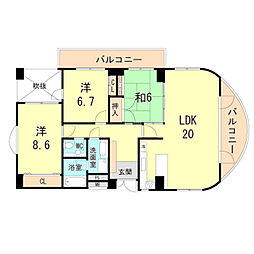 ベルコート芦屋 3LDKの間取図画像
