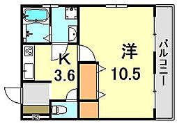 御影サンシャイン 1Kの間取図画像