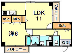 ロイヤル六甲駅前 1LDKの間取図画像