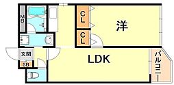 ロイヤル六甲駅前 1LDKの間取図画像