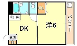メゾンド・花木 1DKの間取図画像