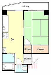 篠原南マンション 1DKの間取図画像