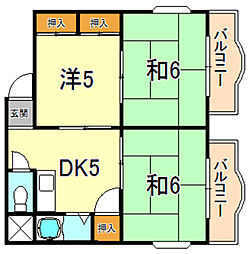 グランディアみなと六甲 3DKの間取図画像