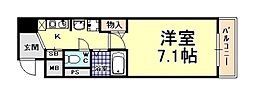 ファビュロウスサンコー 1Kの間取図画像