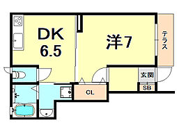 グランハイム 1DKの間取図画像