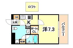 アーバネックス神戸六甲 1Kの間取図画像