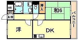 深江67番館 2DKの間取図画像