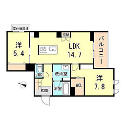 シークリサンス住吉 2LDKの間取図画像