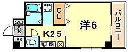 サンセールハヤシ 1Kの間取図画像