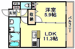 シャーメゾン住吉 1LDKの間取図画像