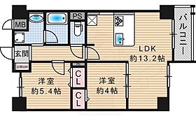 キャッスルビュー玉造上町台  ｜ 大阪府大阪市中央区玉造２丁目5番13号（賃貸マンション2LDK・7階・51.10㎡） その2