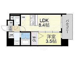 大阪市東成区玉津2丁目マンション 1LDKの間取図画像
