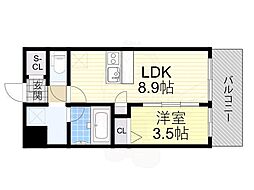 スプランディッド玉造 1LDKの間取図画像