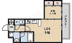 ラルテ天王寺 1LDKの間取図画像