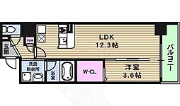ソシオ心斎橋 ワンルームの間取図画像