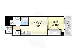 アーバネックス真田山 1DKの間取図画像