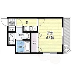 フェリーチェ上本町 1Kの間取図画像
