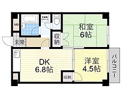 NILマンション今里 2DKの間取図画像