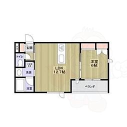 メゾン夕陽丘ノースコート 1LDKの間取図画像