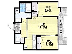 STANDZ四天王寺前夕陽丘 2LDKの間取図画像