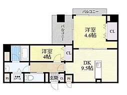 グランエクラ勝山南 1LDKの間取図画像