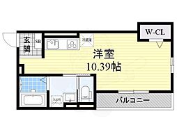 南秀苑かつやま ワンルームの間取図画像