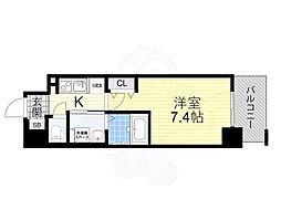 ミュプレ北浜 1Kの間取図画像