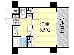 クレイドル四天王寺 1Kの間取図画像