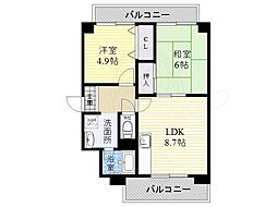 サニーパレス山口 2DKの間取図画像