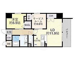 グランルージュ谷町六丁目 1SLDKの間取図画像
