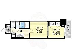 スプランディッド上本町WESTII 2Kの間取図画像