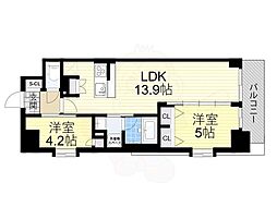 スプランディッド上本町WESTII 2LDKの間取図画像