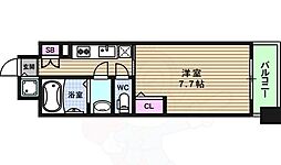 グランドロアール天満橋 1Kの間取図画像