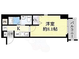 エステムコート大手前レシェンテ 1Kの間取図画像