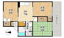 セジュール山本 2階3DKの間取り