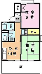 セジュールつつみB 2DKの間取図画像
