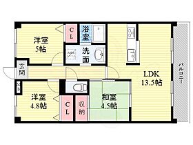 鼓が滝グリーンマンション 319 ｜ 兵庫県川西市鼓が滝１丁目24番16号（賃貸マンション3LDK・3階・56.07㎡） その2