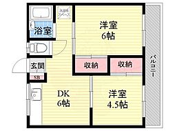 クボタハイツ 2DKの間取図画像