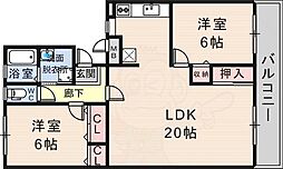 アンシャンテ川西 2LDKの間取図画像