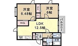 メゾンドシュシュ 2LDKの間取図画像