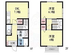 フェリーチェヒルB 2DKの間取図画像