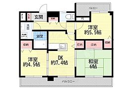 フォリアグランデ 3DKの間取図画像