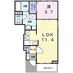 グリーン・グリーン 1LDKの間取図画像