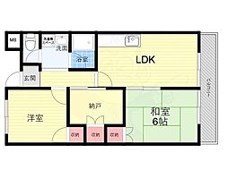 ハイツ竹田 2LDKの間取図画像