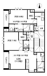 パインテラス 1LDKの間取図画像