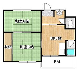 プラザハイツ 2DKの間取図画像