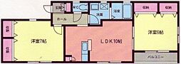 シャルマン富岡 2LDKの間取図画像