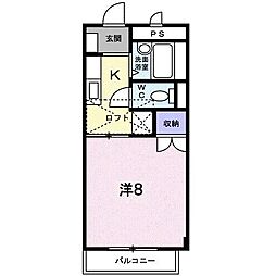 アーバン田代3 1Kの間取図画像