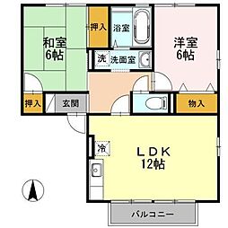 ガーデンヴィレッジUYB 2LDKの間取図画像